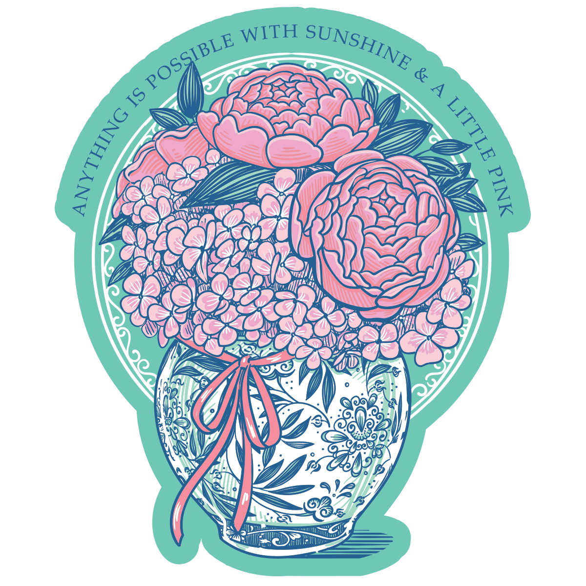 Peony Hydrangea Decal