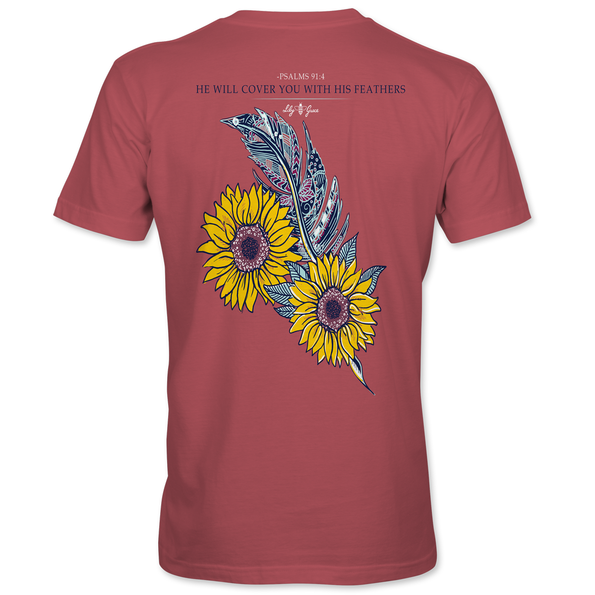Sunflower Feather T-Shirt – Lily Grace | Brick
