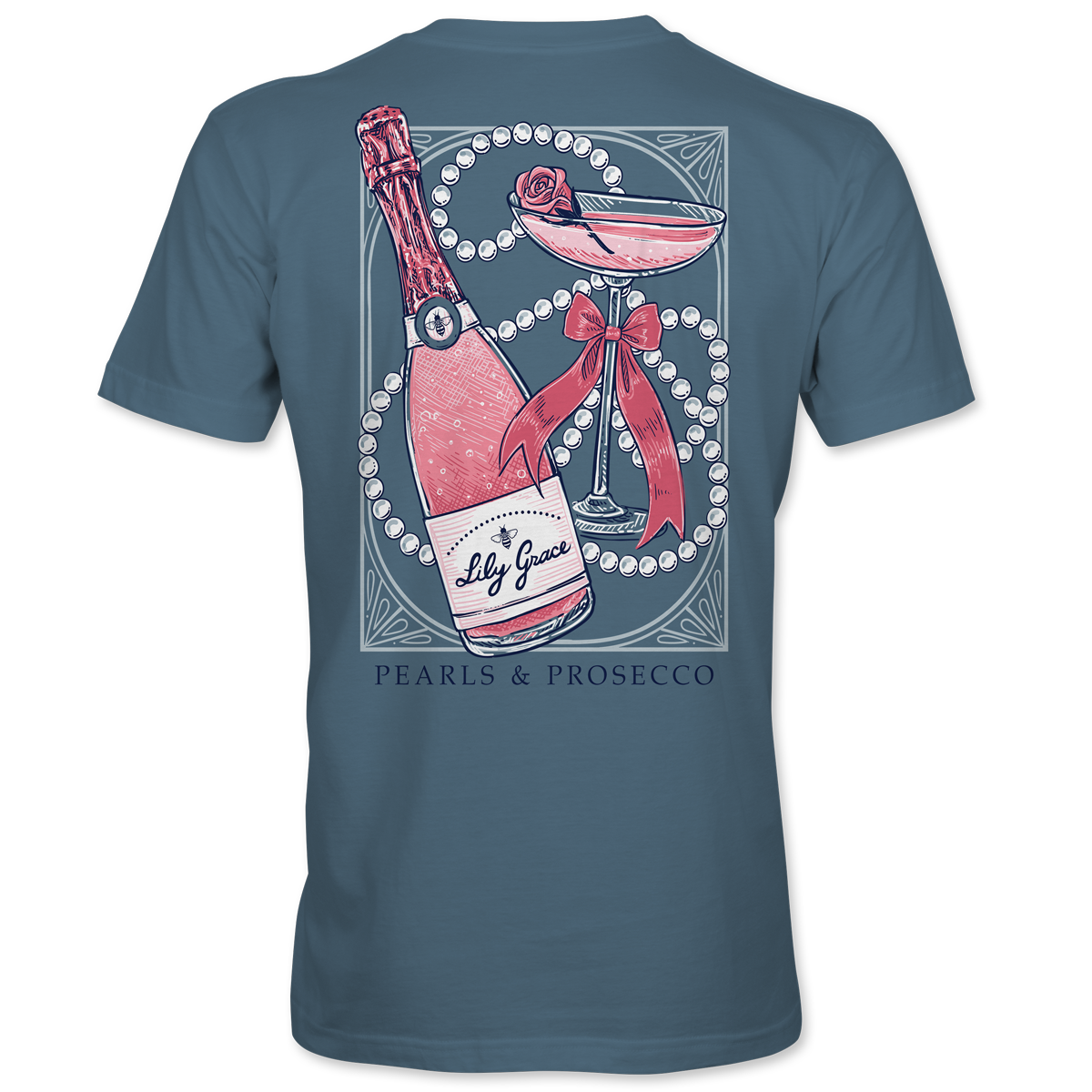 Pearls & Prosecco T-Shirt – Lily Grace | Slate