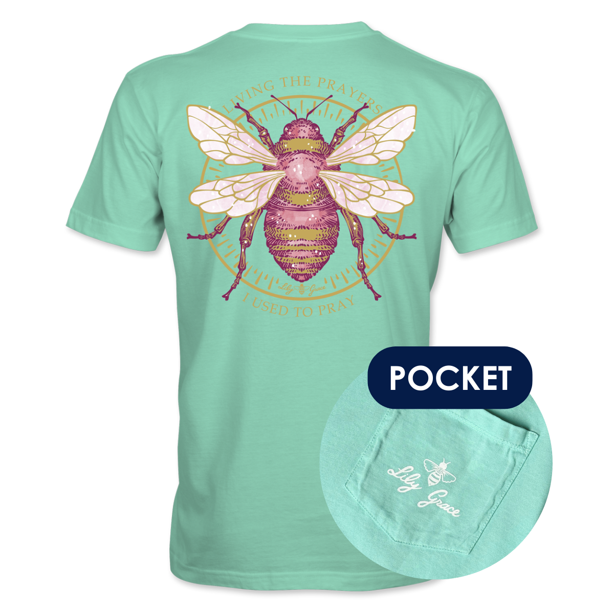 Living the Prayers Pocket Tee – Lily Grace | Mint