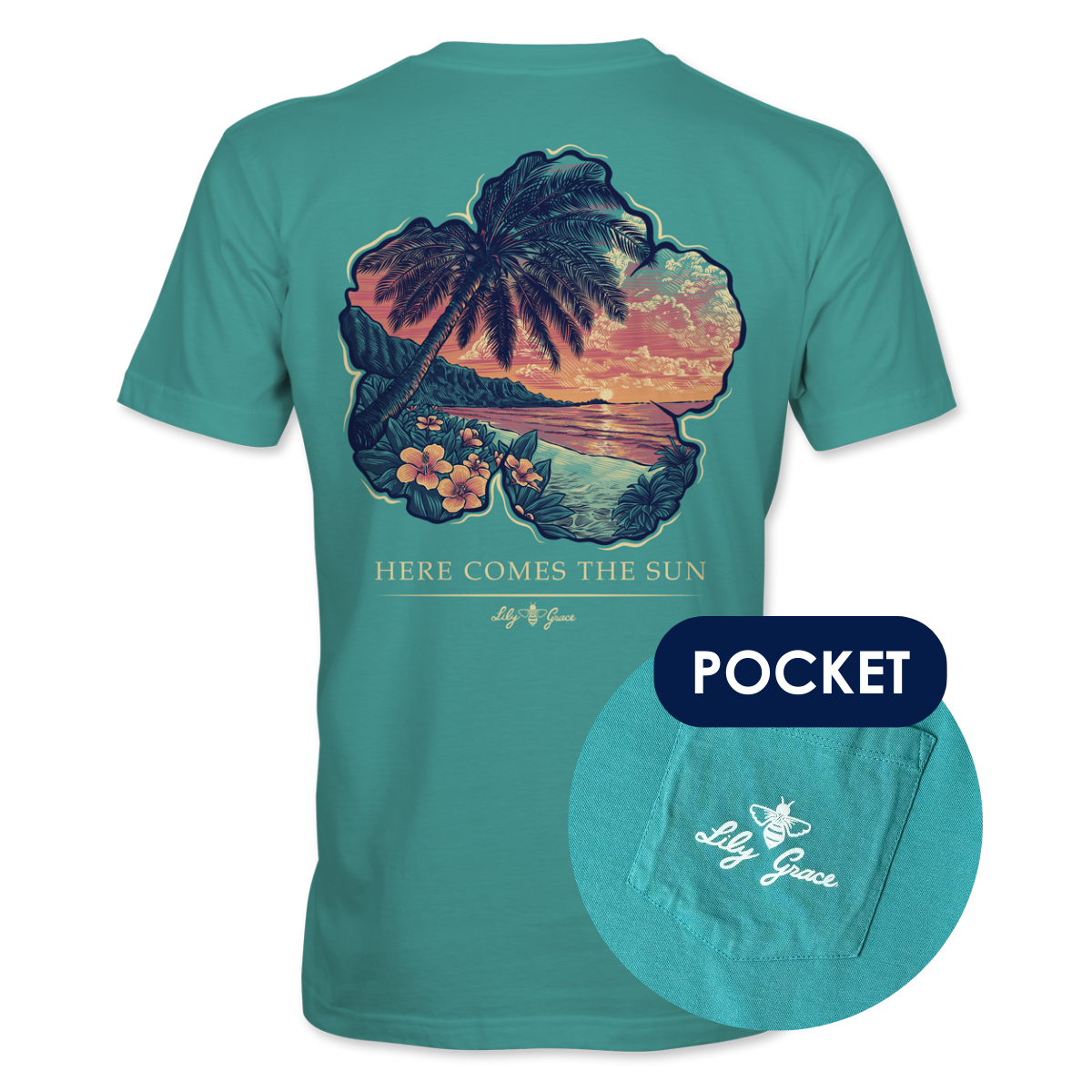 Here Comes the Sun Pocket Tee – Lily Grace | Seafoam
