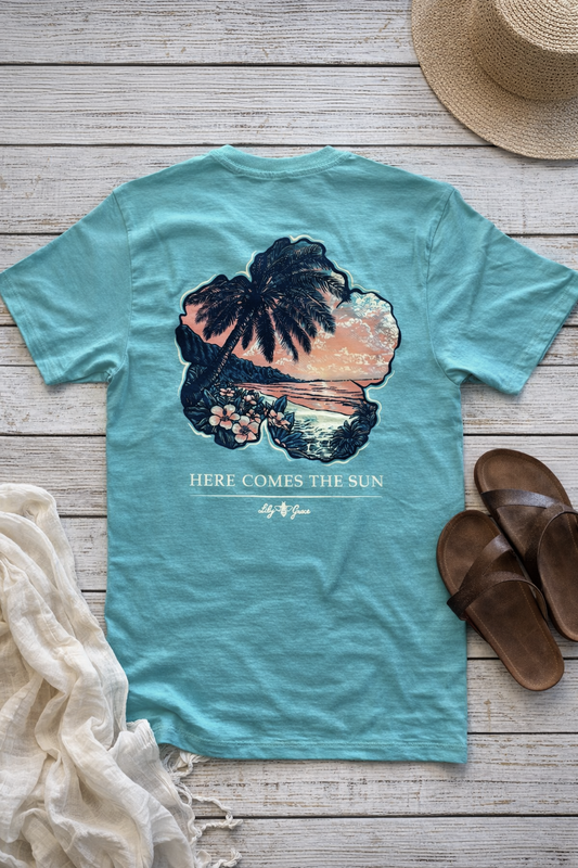 Here Comes the Sun Pocket Tee – Lily Grace | Seafoam