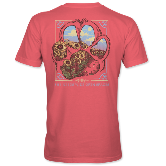She Needs Wide Open Spaces Paw Print Tee