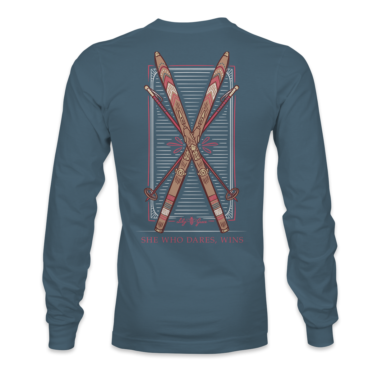 She Who Dares, Wins Vintage Skis Long Sleeve Tee