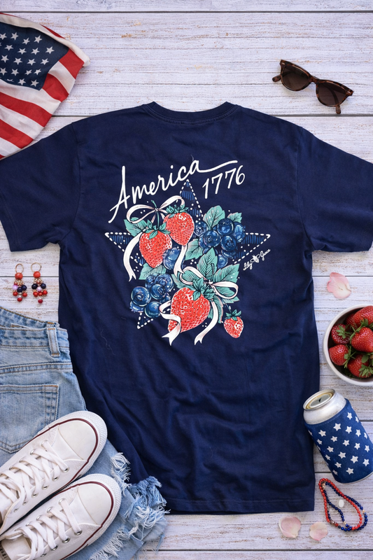 America 1776 Pocket Tee – Lily Grace | Navy