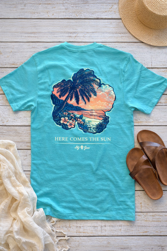 Here Comes the Sun Pocket Tee – Lily Grace | Seafoam