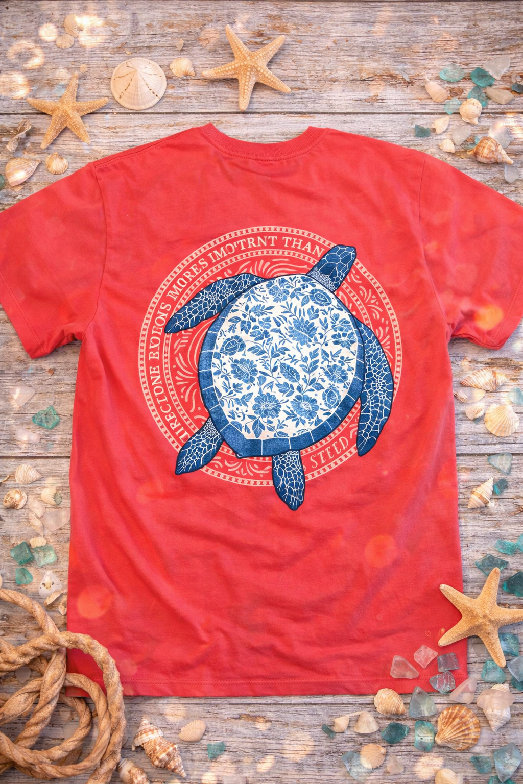 Porcelain Turtle Pocket Tee – Lily Grace | Coral