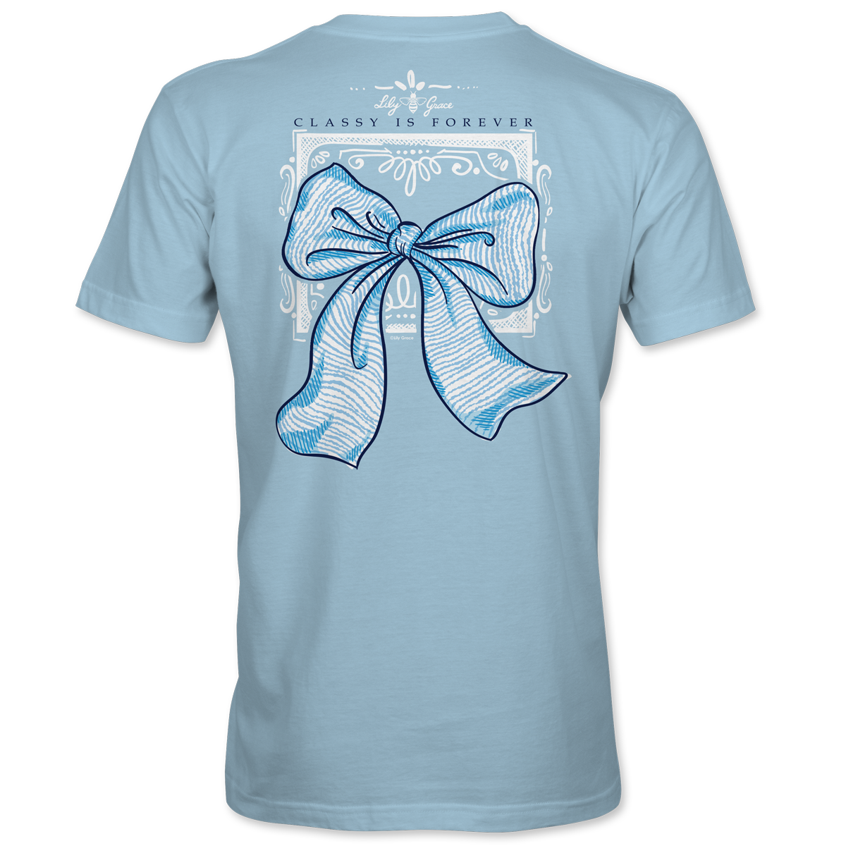 Lily Grace "Classy Is Forever" Preppy Pocket Tee – Chambray