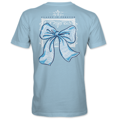 Lily Grace "Classy Is Forever" Preppy Pocket Tee – Chambray