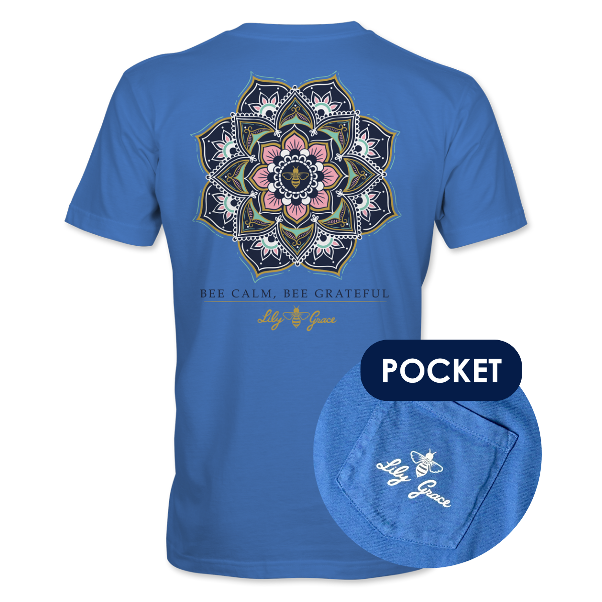 Bee Calm Mandala T-Shirt – Lily Grace | Marine
