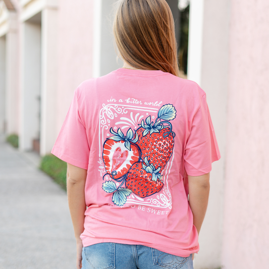 Lily Grace "Choose to Be Sweet" Preppy Pocket Tee – Pink