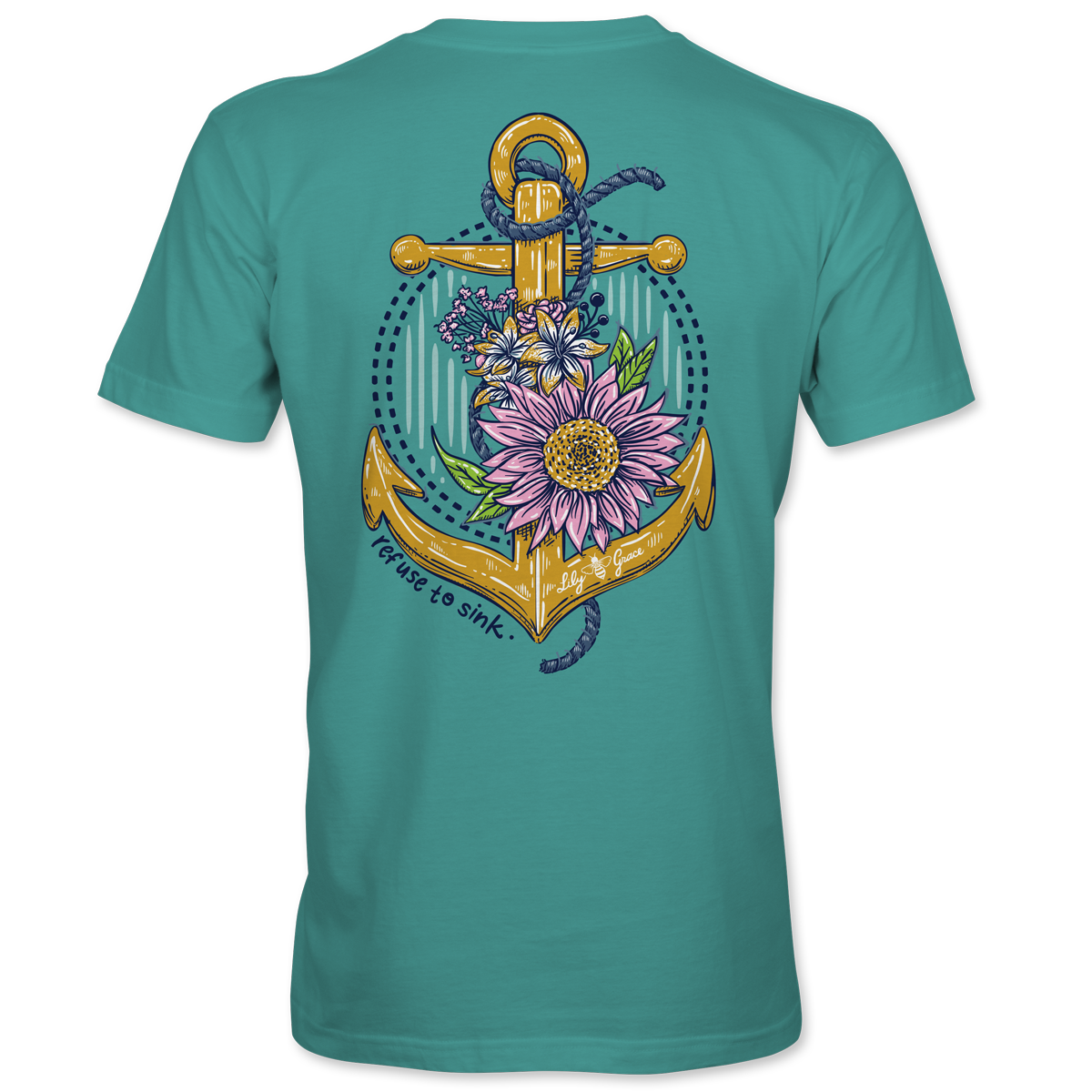 Refuse to Sink Anchor Floral T-Shirt – Lily Grace | Seafoam