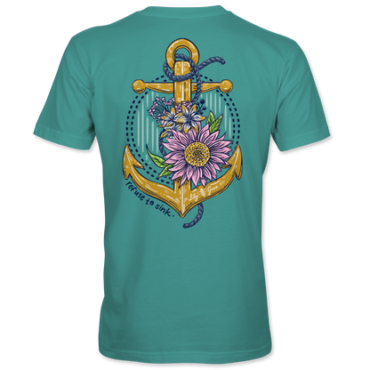 Refuse to Sink Anchor Floral T-Shirt – Lily Grace | Seafoam