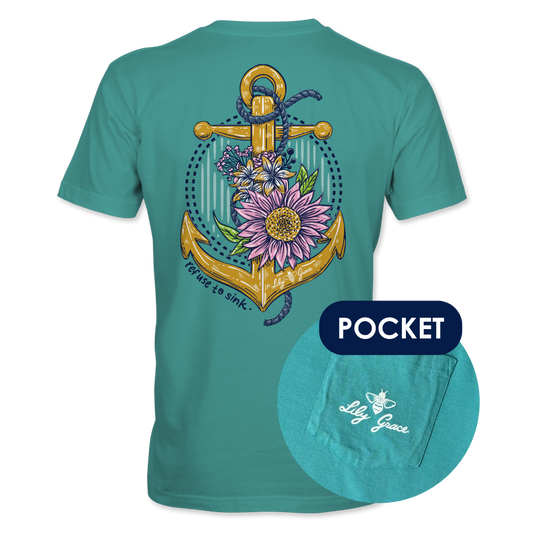 Refuse to Sink Anchor Floral T-Shirt – Lily Grace | Seafoam