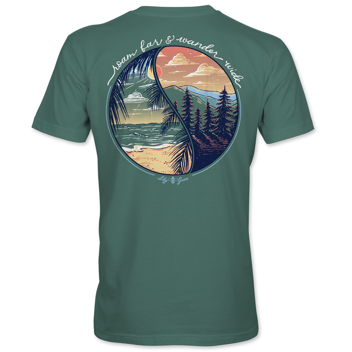 Lily Grace "Roam Far & Wander Wide" Preppy Pocket Tee – Pine