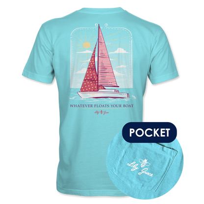 Whatever Floats Your Boat Pocket Tee – Lily Grace | Aqua