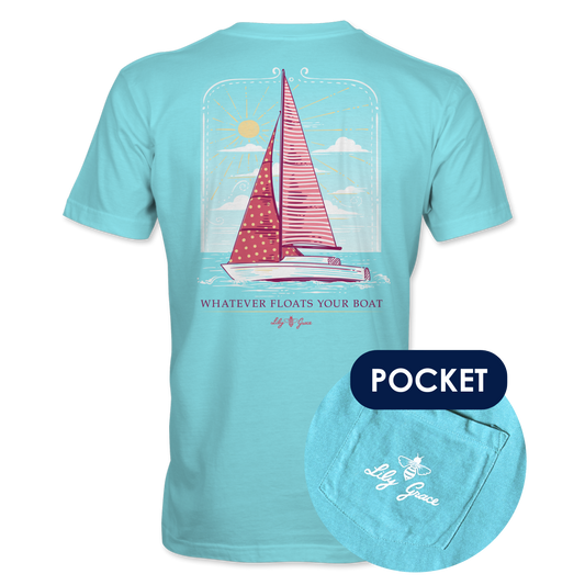 Whatever Floats Your Boat Pocket Tee – Lily Grace | Aqua