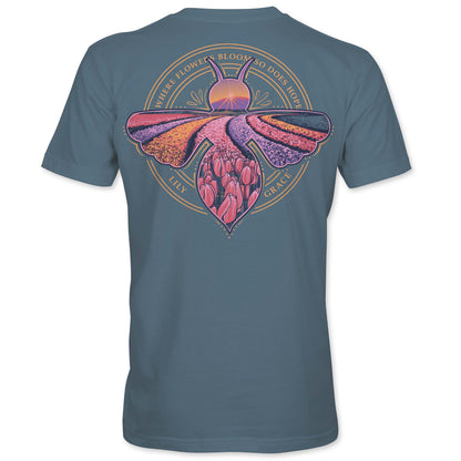 Lily Grace "Where Flowers Bloom" Preppy Pocket Tee – Slate