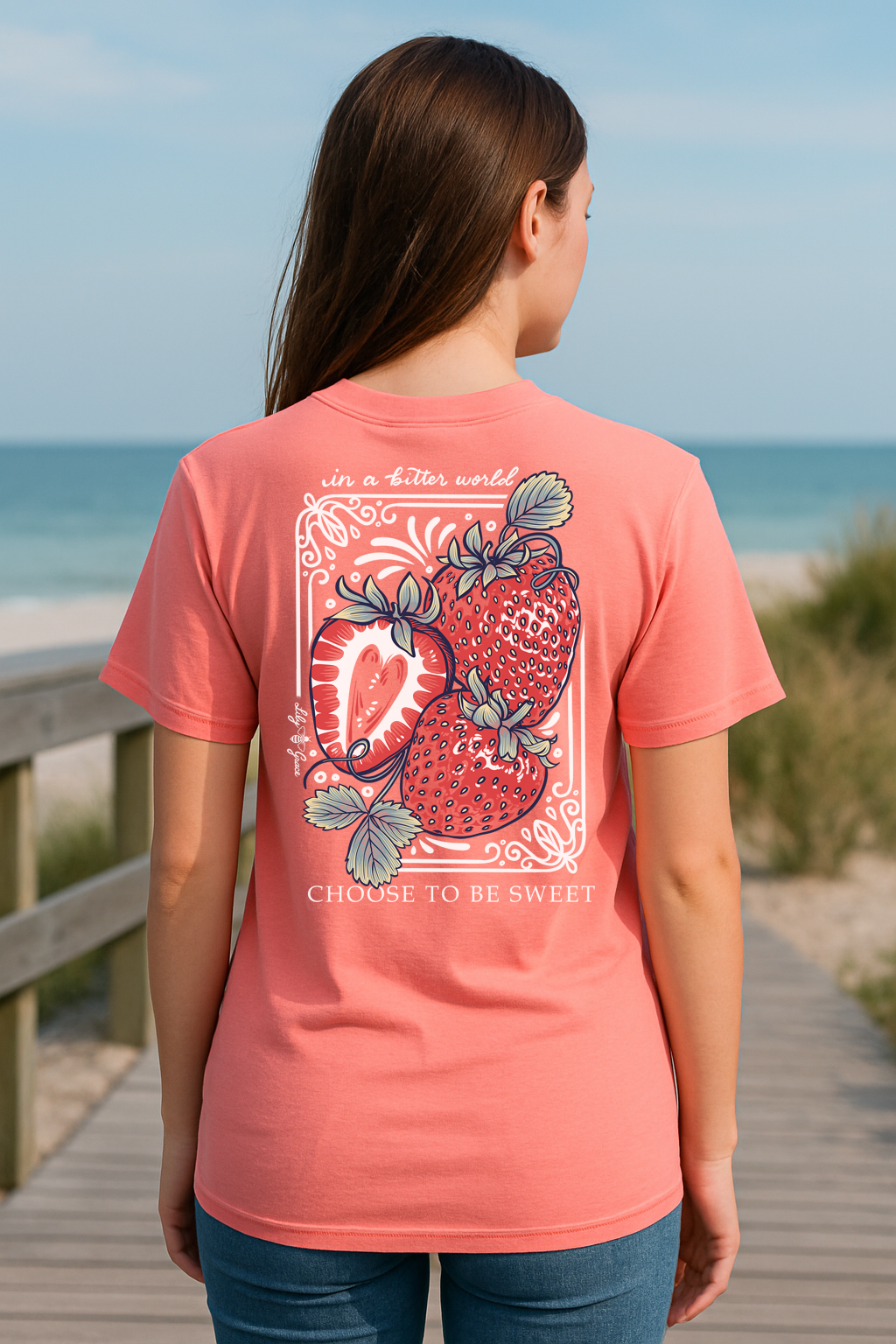 Lily Grace "Choose to Be Sweet" Preppy Pocket Tee – Pink