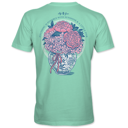 Lily Grace "Sunshine & A Little Pink" Preppy Pocket Tee – Mint