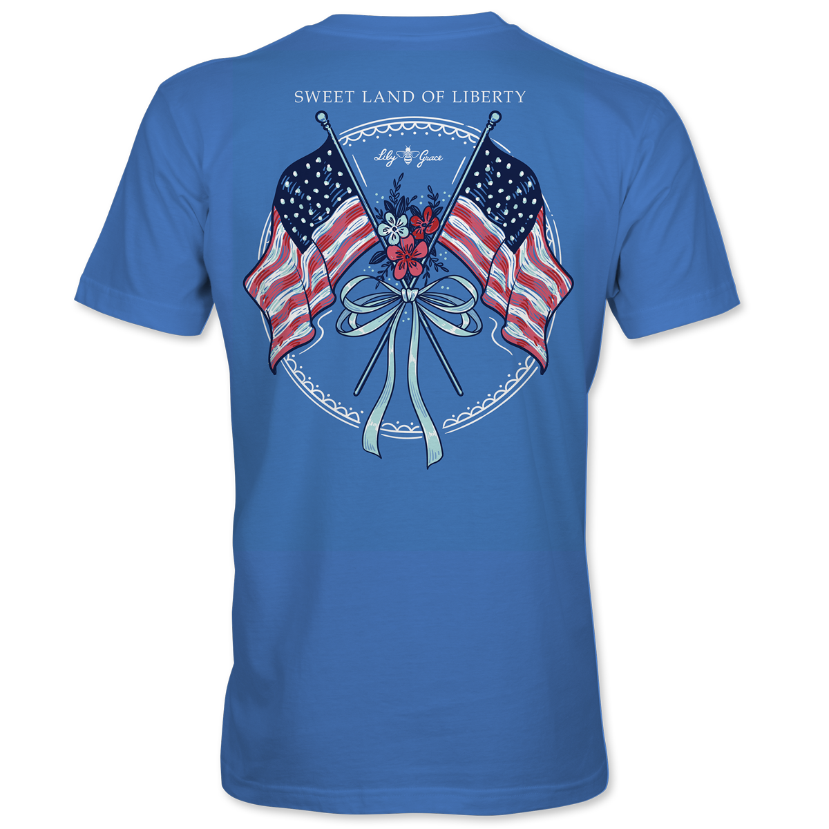Lily Grace "Sweet Land of Liberty" Preppy Pocket Tee – Azure