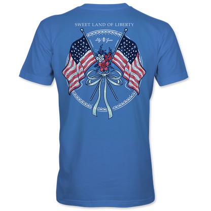 Lily Grace "Sweet Land of Liberty" Preppy Pocket Tee – Azure