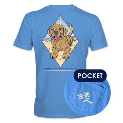Lily Grace "Sandy Toes & Salty Kisses" Preppy Pocket Tee – Azure