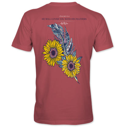 Sunflower Feather T-Shirt – Lily Grace | Brick