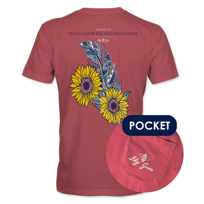 Sunflower Feather T-Shirt – Lily Grace | Brick
