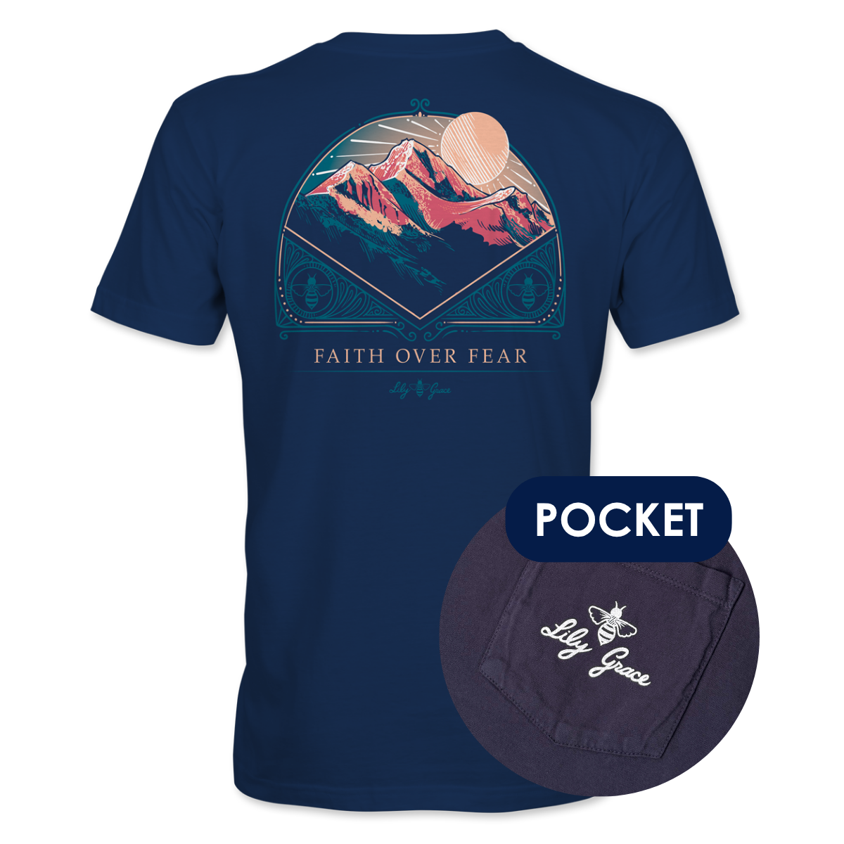Faith Over Fear T-Shirt – Lily Grace | Navy
