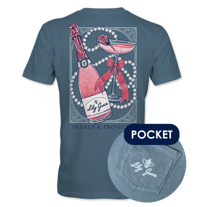 Pearls & Prosecco T-Shirt – Lily Grace | Slate