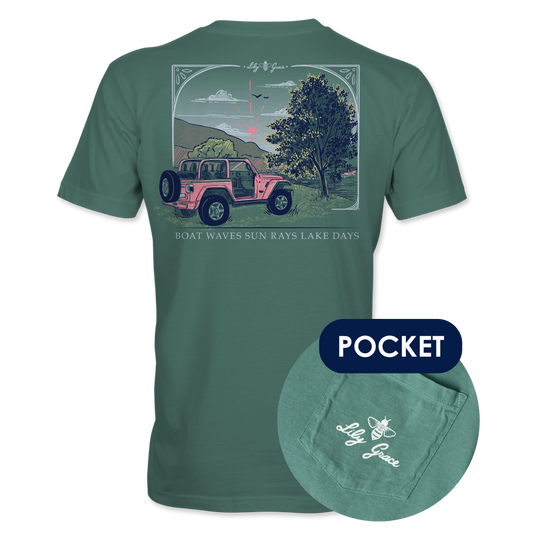 Boat Waves Sun Rays Lake Days T-Shirt – Lily Grace | Pine