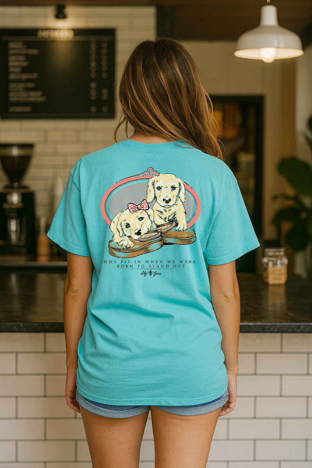 Born to Stand Out Puppies T-Shirt – Lily Grace | Aqua