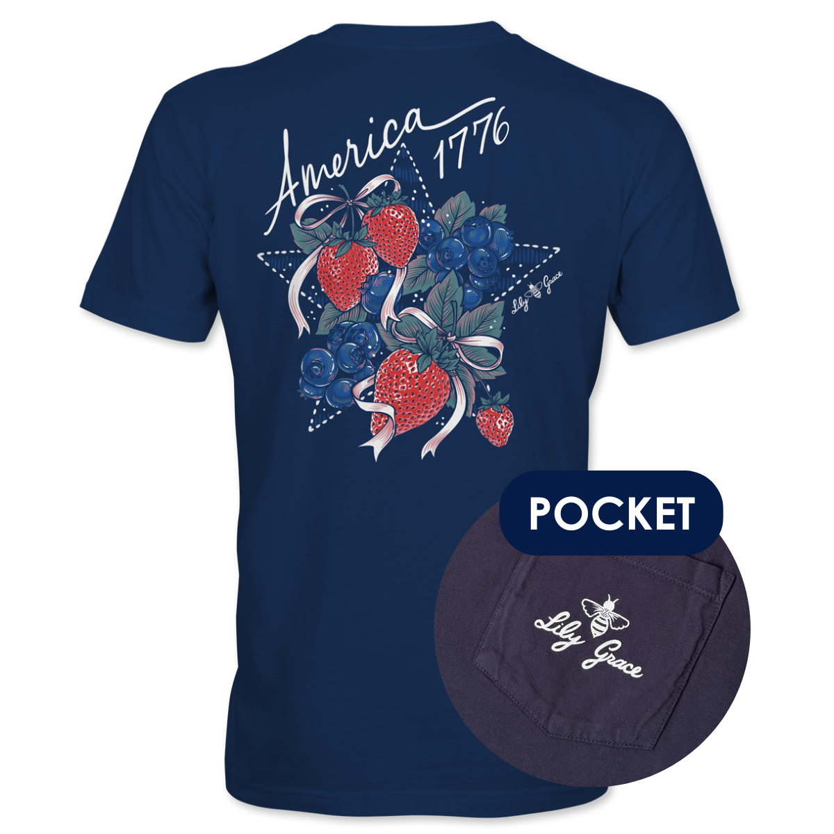America 1776 Pocket Tee – Lily Grace | Navy