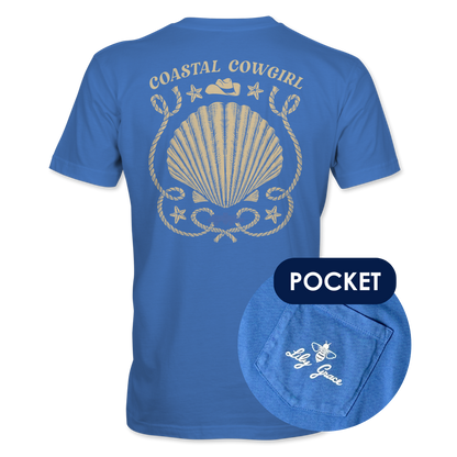 Coastal Cowgirl Pocket Tee – Lily Grace | Marine Blue