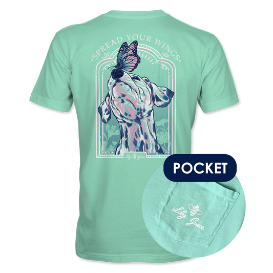 Spread Your Wings Dalmatian Pocket Tee – Lily Grace | Mint