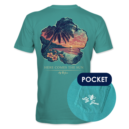 Here Comes the Sun Pocket Tee – Lily Grace | Seafoam