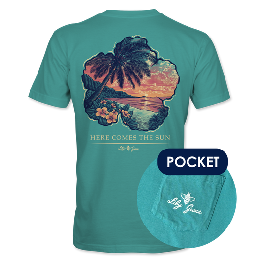 Here Comes the Sun Pocket Tee – Lily Grace | Seafoam