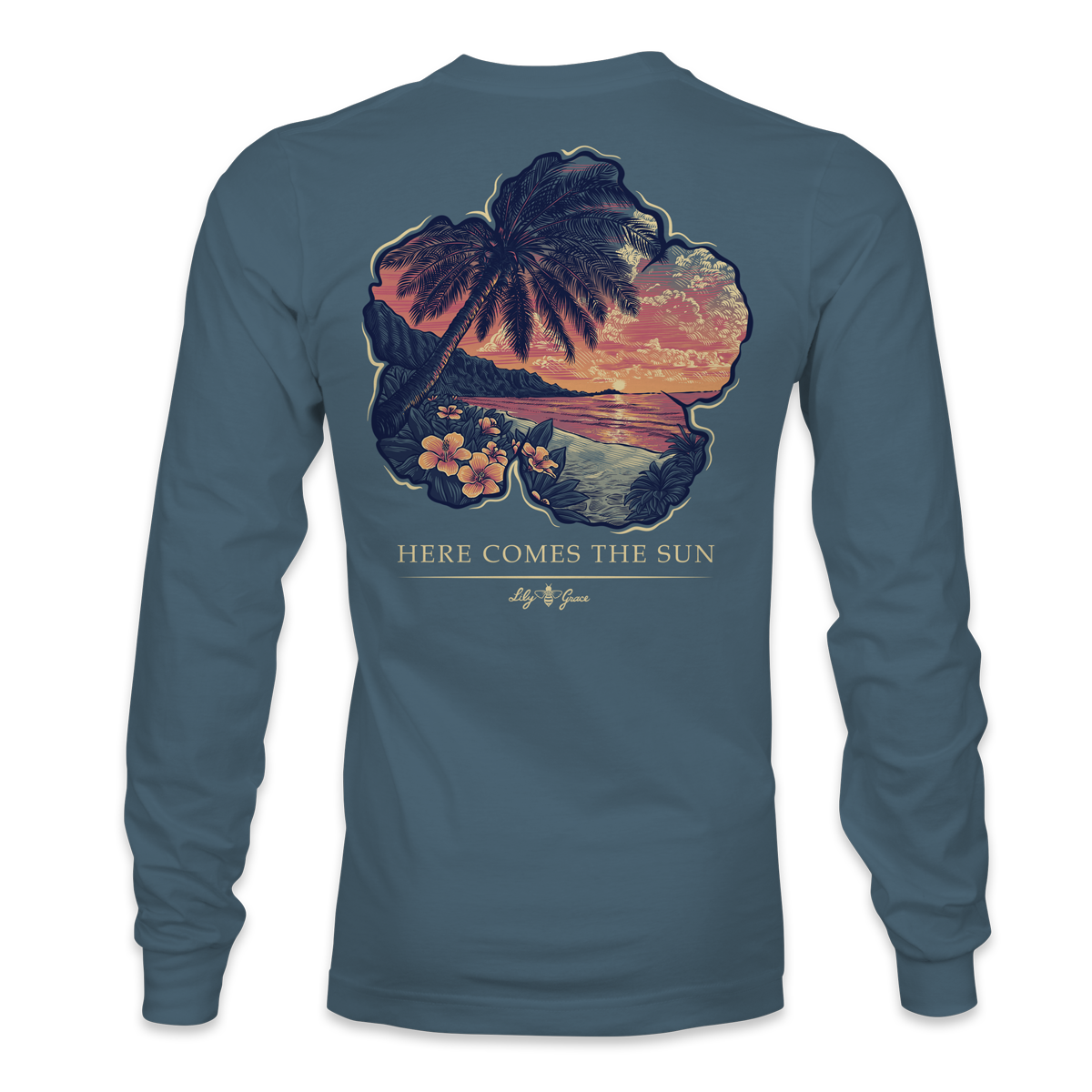 Hibiscus Scene LONG SLEEVE - Lily Grace | Slate