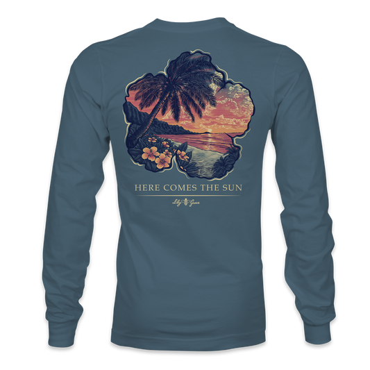 Hibiscus Scene LONG SLEEVE - Lily Grace | Slate