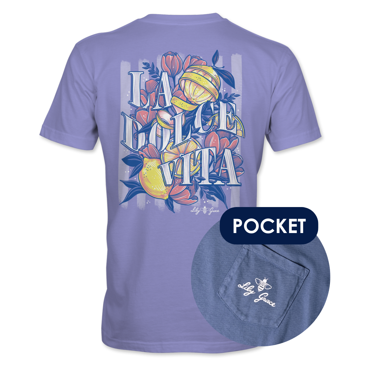 La Dolce Vita Pocket Tee – Lily Grace | Lavender