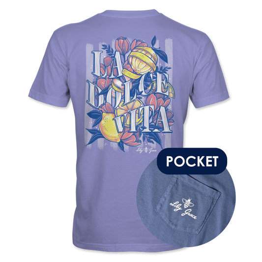 La Dolce Vita Pocket Tee – Lily Grace | Lavender