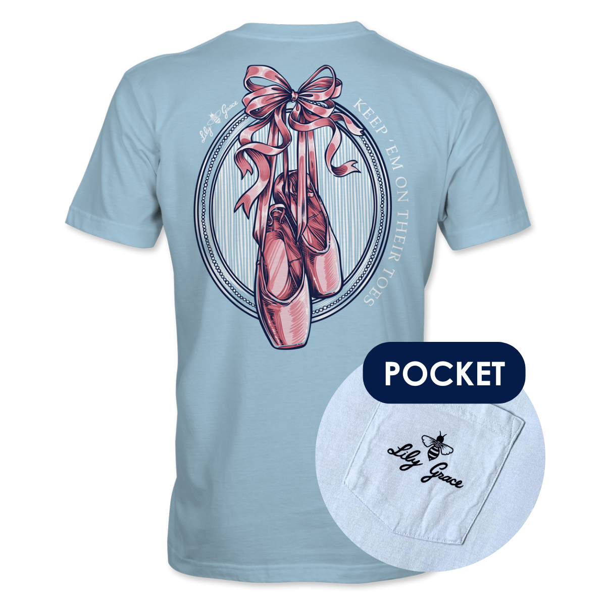 Keep ’Em On Their Toes Pocket Tee – Lily Grace | Chambray