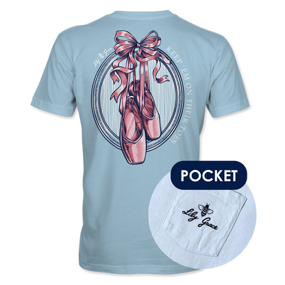 Keep ’Em On Their Toes Pocket Tee – Lily Grace | Chambray
