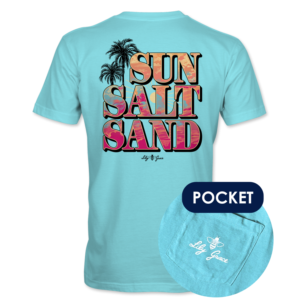 Sun Salt Sand Pocket Tee – Lily Grace | Aqua