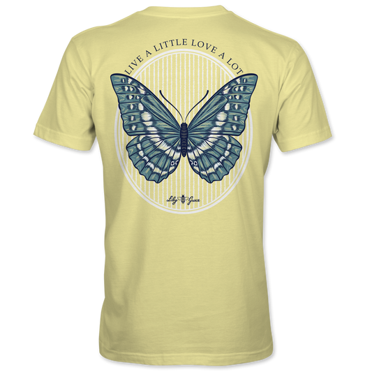 Live Little Butterfly Pocket Tee- Lily Grace | Yellow
