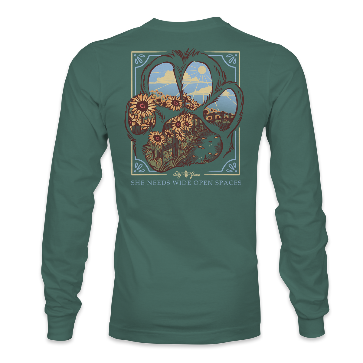 Paw Sunflower Path LONG SLEEVE - Lily Grace | Pine