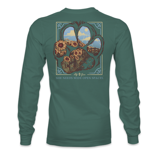 Paw Sunflower Path LONG SLEEVE - Lily Grace | Pine