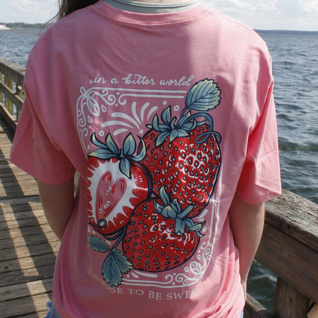 Lily Grace "Choose to Be Sweet" Preppy Pocket Tee – Pink