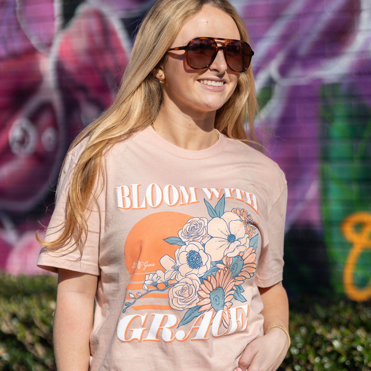 Bloom with Grace- Floral FRONT PRINT T-Shirt